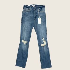 Good American Straight Good Legs Jeans | Waist 24 x 26 Blue Ankle Cropped Y2K
